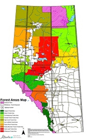 Alberta Forest Areas Map
