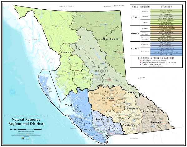 British Columbia District and regions Map