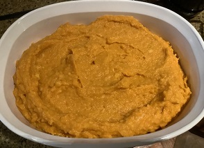 Sweet potato casserole  in the baking dish