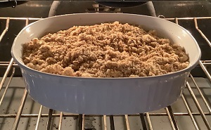 Sweet potato casserole in oven