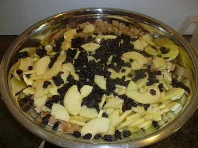raisons and diced apples in stuffing