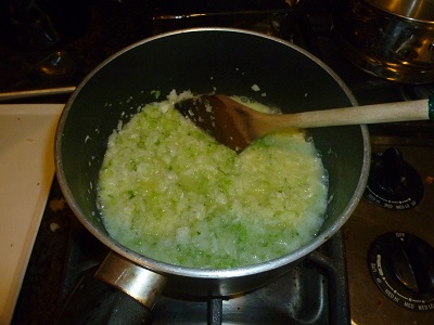 celery and oinion cooking